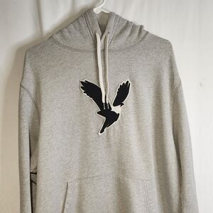 American Eagle AE Graphic Gray Black Logo Sweatshirt Size Large Pullover Hoodie